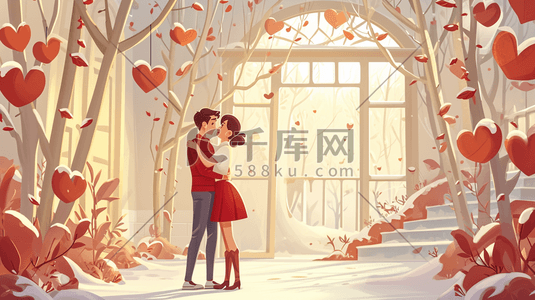 情侣爱情浪漫对视表白甜蜜氛围扁平化24矢量插画