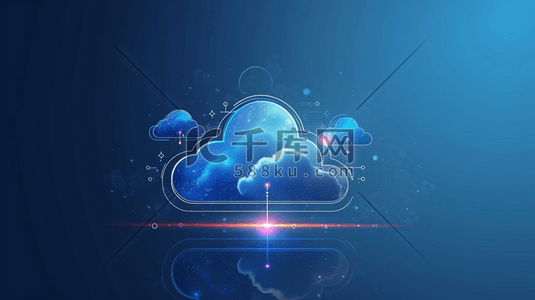 云大插画图片_蓝色科技化云数据云储存插画15