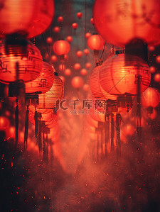 春节节日气氛挂起的红灯笼插画设计