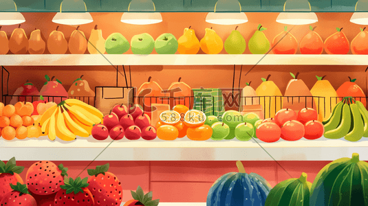 柚子汁原料插画图片_手绘精致水果店各种各样水果插画11
