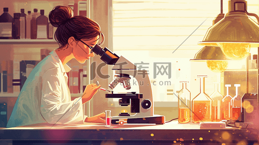 实验室科研人员显微镜做实验的插画10