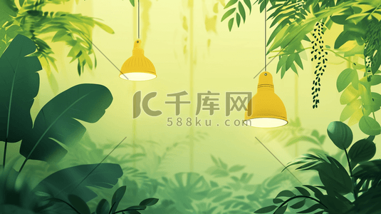 绿色山坡山脉草地清新简约唯美背景图6原创插画