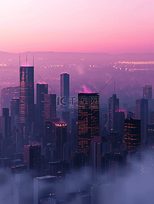 紫色星光闪耀城市高楼大厦插画23