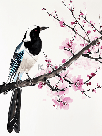 梅花枝头图片素材_一只燕子站在梅花枝头上的插画7