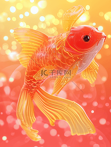 金色琉璃金鱼锦鲤闪耀的插画3