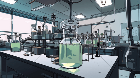 手绘化工生物实验室器具的插画5