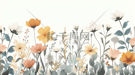 彩色花丛花束绽放缤纷的插画20