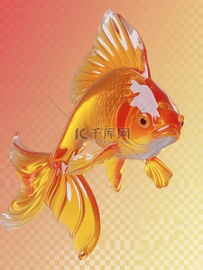 金色琉璃金鱼锦鲤闪耀的插画6