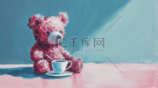 手绘水彩墙面空间小熊插画15