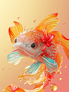 金色闪烁插画图片_金色琉璃金鱼锦鲤闪耀的插画11