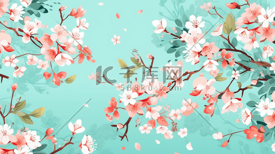 春天万花绽放美丽花朵的插画19