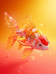 关于寓意好的插画图片_金色琉璃金鱼锦鲤闪耀的插画4
