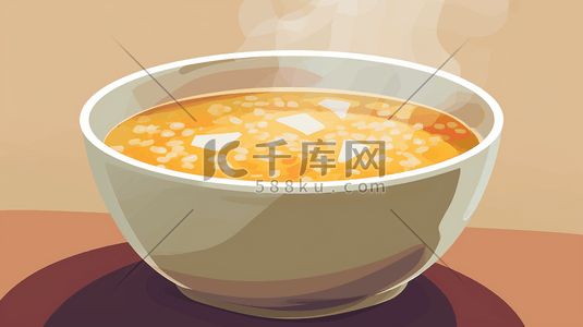热气手绘插画图片_手绘餐桌上热气腾腾白米粥的插画14