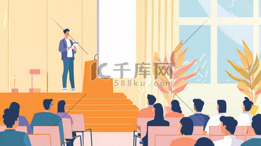 成功插画图片_商务成功人士高端会议场景的插画7