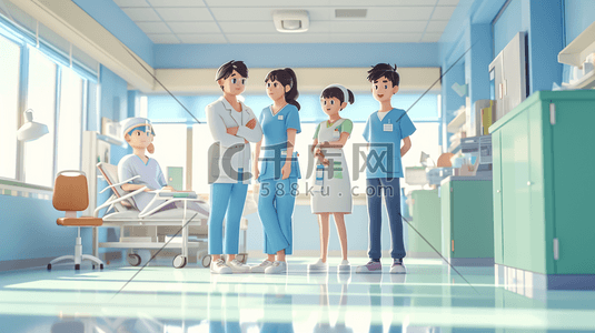 医护人员卡通插画图片_卡通医院里医务人员的插画3