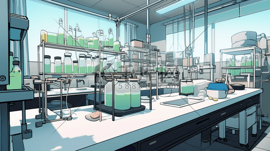 手绘化工生物实验室器具的插画4