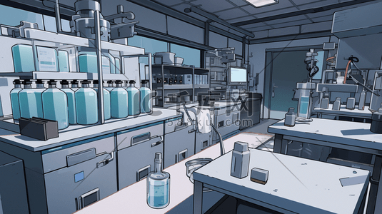 手绘化工生物实验室器具的插画21