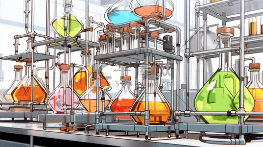 实验室玻璃器皿插画图片_手绘素描化工实验室器皿的插画17