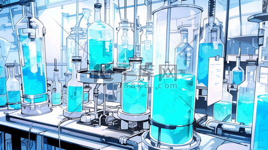 实验室玻璃器皿插画图片_手绘素描化工实验室器皿的插画13