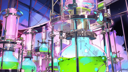 实验室玻璃器皿插画图片_手绘素描化工实验室器皿的插画9