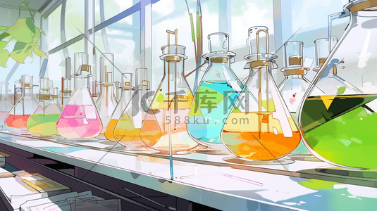 实验室玻璃器皿插画图片_手绘素描化工实验室器皿的插画5