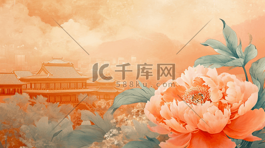 中式国画平铺装饰花纹纹理质感插画14