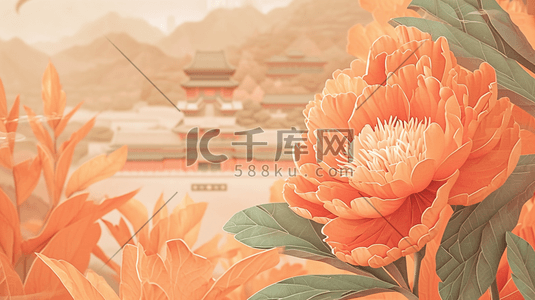 中式国画平铺装饰花纹纹理质感插画13