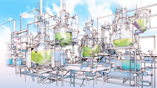 手绘素描化工实验室器皿的插画14