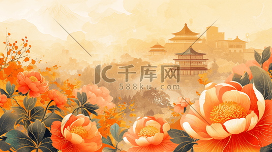 装饰花纹花纹插画图片_中式国画平铺装饰花纹纹理质感插画8