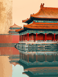 古代皇宫插画图片_中国国风古建筑庭院大气的插画3