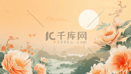 中式国画平铺装饰花纹纹理质感插画7