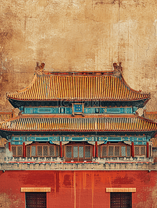 中国国风古建筑庭院大气的插画21