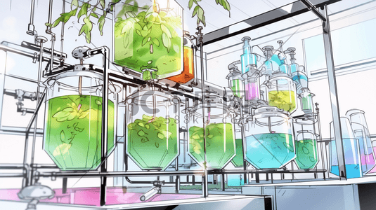 实验室玻璃器皿插画图片_手绘素描化工实验室器皿的插画11