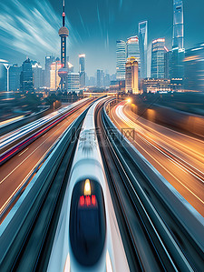 高速icon插画图片_高铁列车正在高速行驶插图