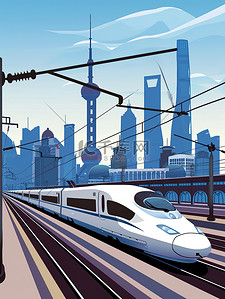 高速轨迹插画图片_高铁列车正在高速行驶图片