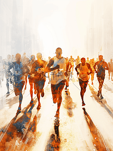 竞赛插画图片_城市马拉松跑步者