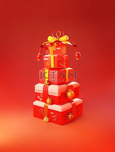 红色节日礼物盒插画图片_节日礼物盒红色新年气氛插图