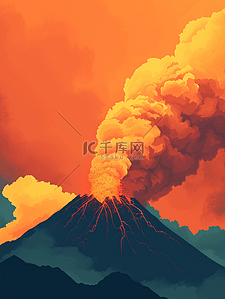 渐变创意插画图片_彩色渐变火山爆发创意插画20