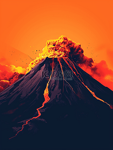 彩色渐变火山爆发创意插画8