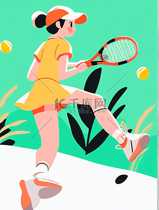 女孩运动网球户外时尚流行健康插图