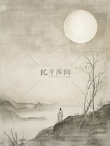 简约大气水彩插画图片_水彩国画山水风景风光简约大气插画13