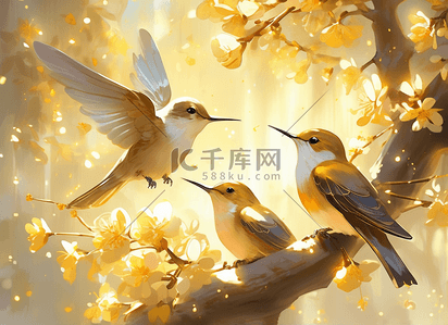 丹顶鹤插画图片_春天鸟中国风景物自然唯美山水树丹顶鹤插画素材