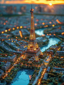 巴黎建筑插画图片_巴黎铁塔微距摄影插画设计