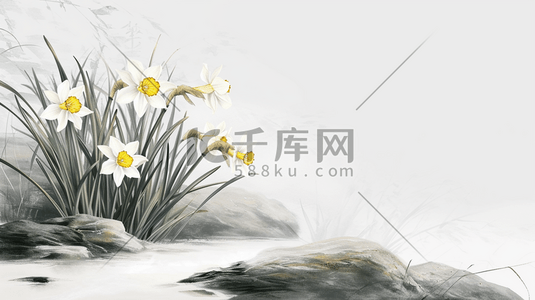 中国国画手绘艺术小草开花的插画8