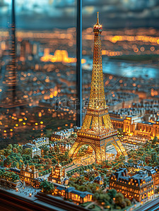 巴黎铁塔微距摄影插画素材