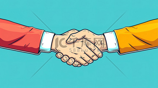 薪资协议插画图片_双手握手商务合作插图