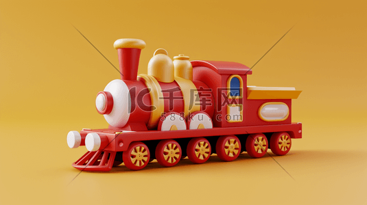玩具插画图片_红色卡通儿童玩具小火车的背景14原创插画