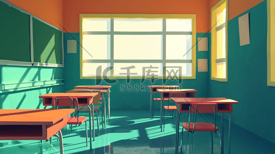 彩色简约学校教室明亮课堂的背景图10插画