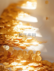 浅金色插画图片_浅金色楼梯上的金币素材