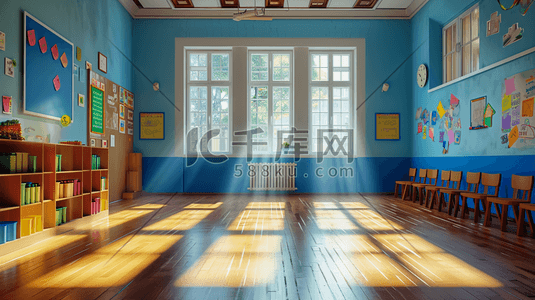 木地板插画图片_简约温馨的幼儿园教室内场景的背景15插画素材